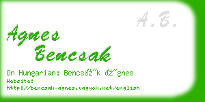 agnes bencsak business card